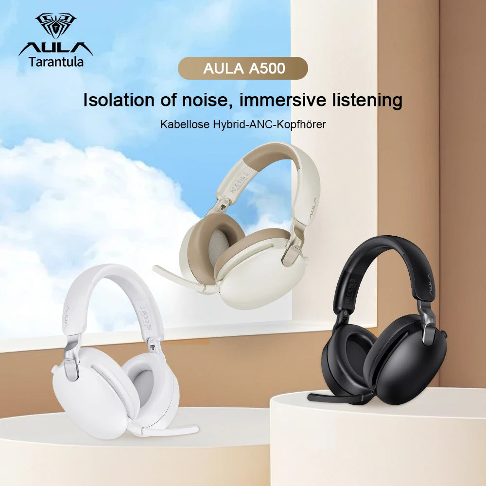 AULA A500 Wireless Headphones 2.4G/Bluetooth/Wired Noise Reduction Head-mounteds Earphone 1000mAh Gaming Headset Laptop Computer