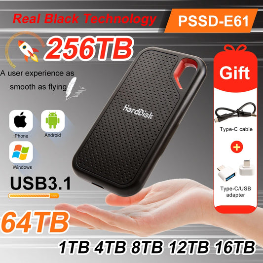 HD mobile SSD hard drive USB3.1 Type-C 1TB 2TB suitable for Apple mobile phone 256TB original storage device suitable for laptop