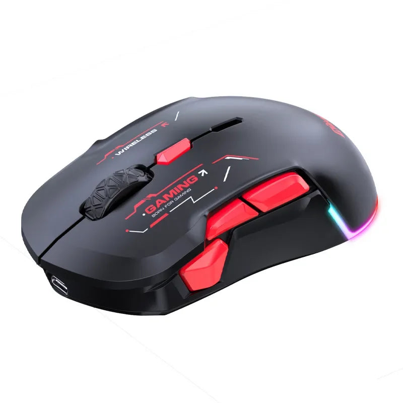 MKESPN W12 10-button Macro Gaming Mouse Both Hand Wireless Bluetooth Multi-channel Tri-mode Large RGB Ergonomic Ambidextrous