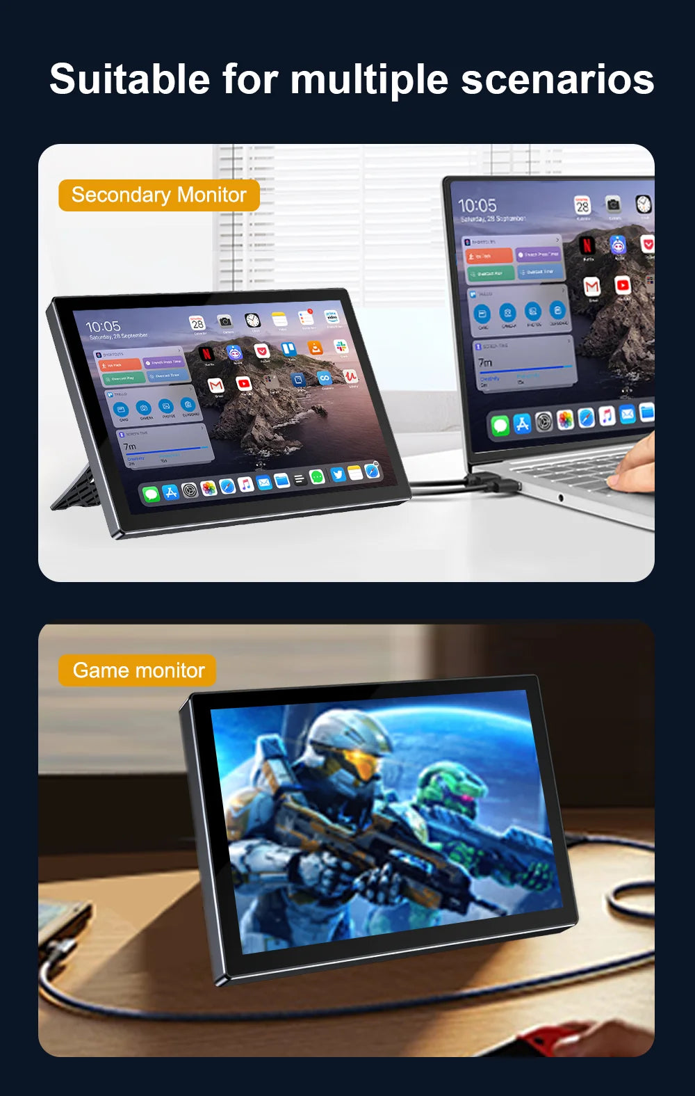 8 inch  Touch Monitor 1280x800P 16:10 Widescreen Ratio HDMI Interface for  DIY Projects Surveillance Display