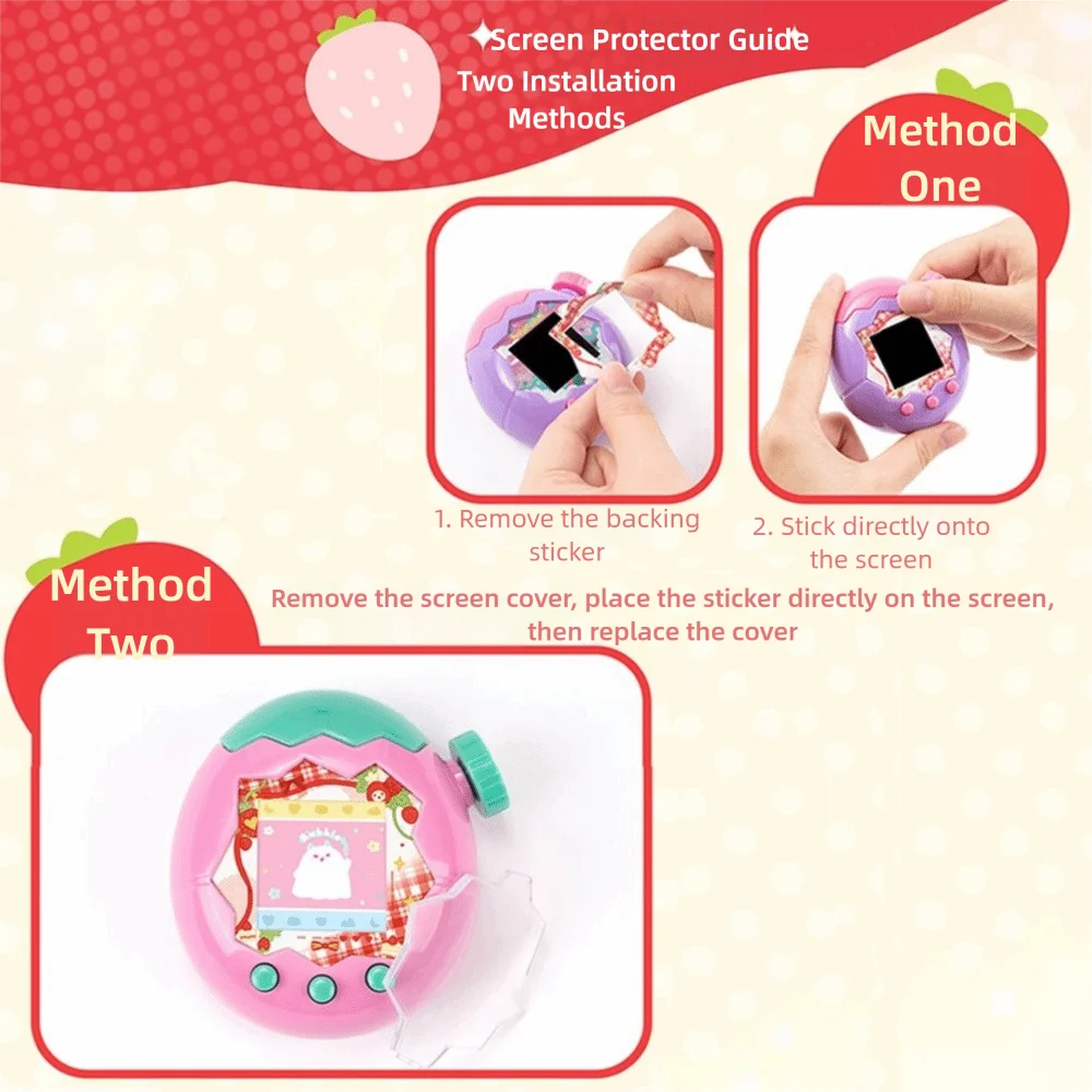 Silicone Protective Knob Cover with Panel Paper Pendant Protective Shell Red Pink Strawberry for Tamagotchi for Paradise Uni