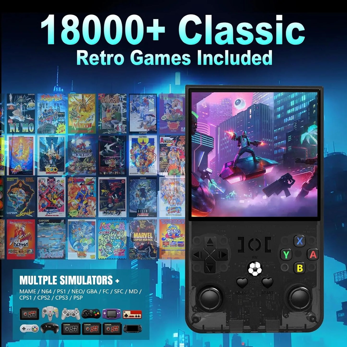 WDYQJE Gaming Console Handheld R36MAX Retro Handheld Game Console Linux System 4'' IPS Screen R36 Portable Pocket Video Player
