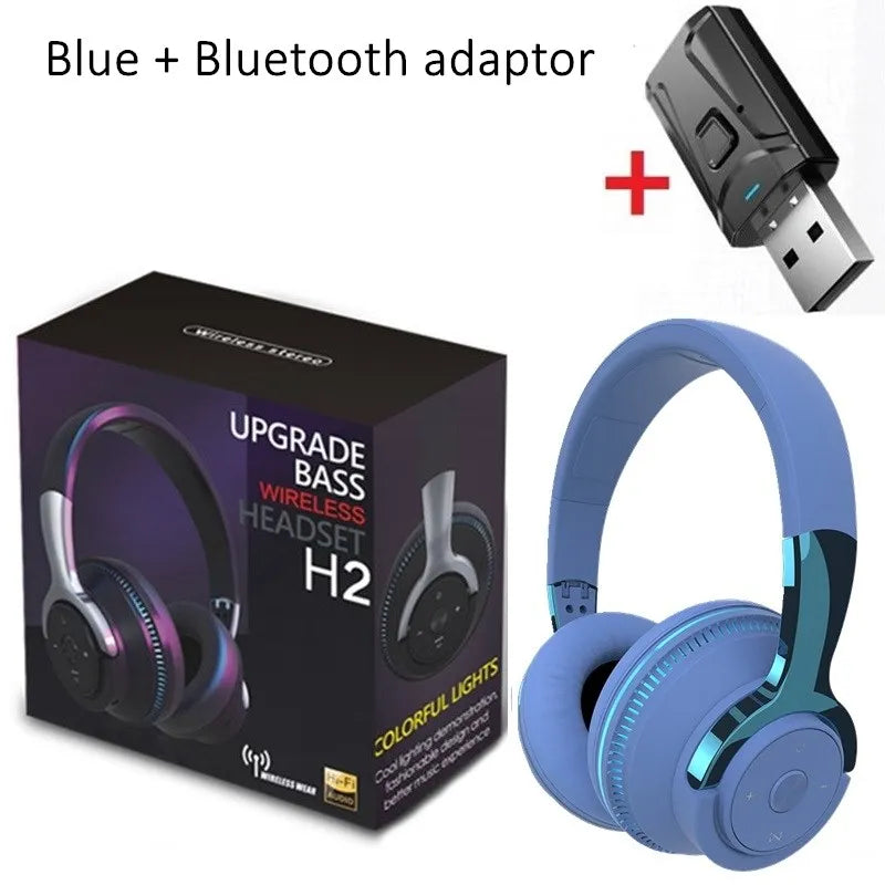 Tv Bluetooth Headphones Wireless Headphon with Mic USB Adaptor Headset Noise Canceling Stereo Foldable Bass for TV Earphone