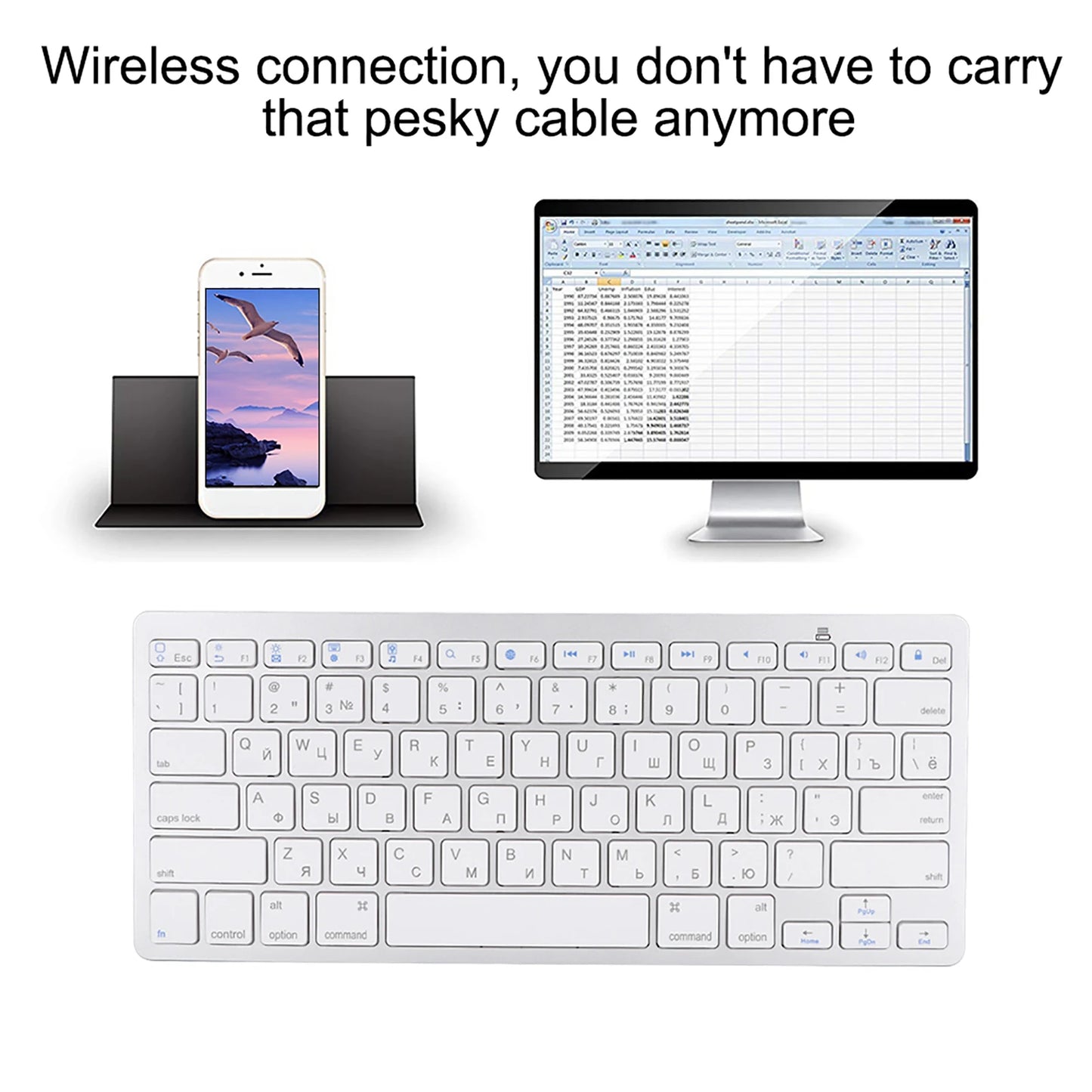 78 Key Keyboard Multi Functional Ultra Thin Russian Wireless Bluetooth Keyboard For Apple  WindowS Android Wireless Keyboard