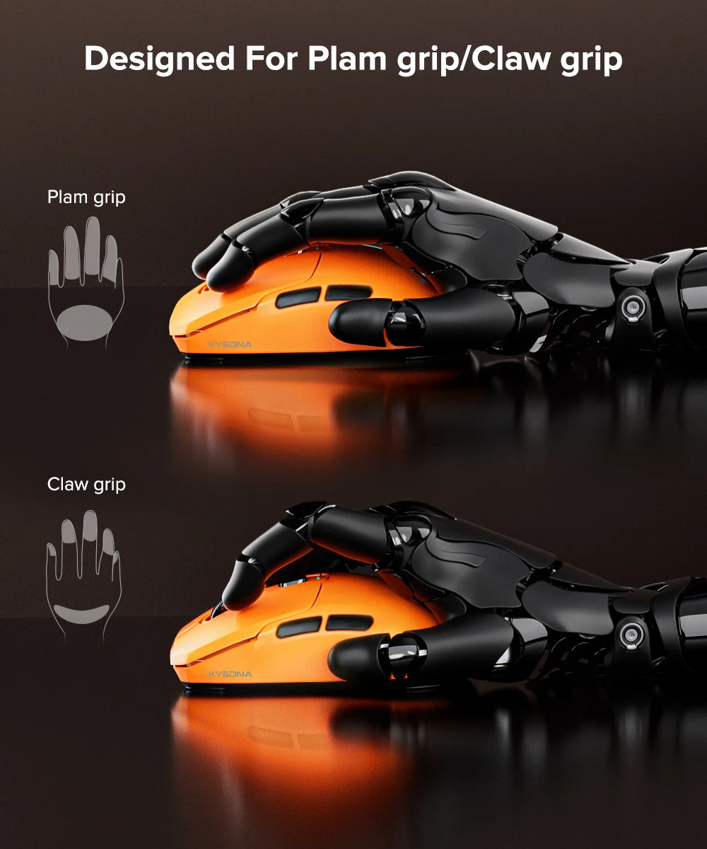 KYSONA Uranus PRO Wireless Gaming Mouse 8K Polling Rate PAW3395 Optical Sensor 26k DPI 54g Ultra-Lightweight Tri-Mode Connection