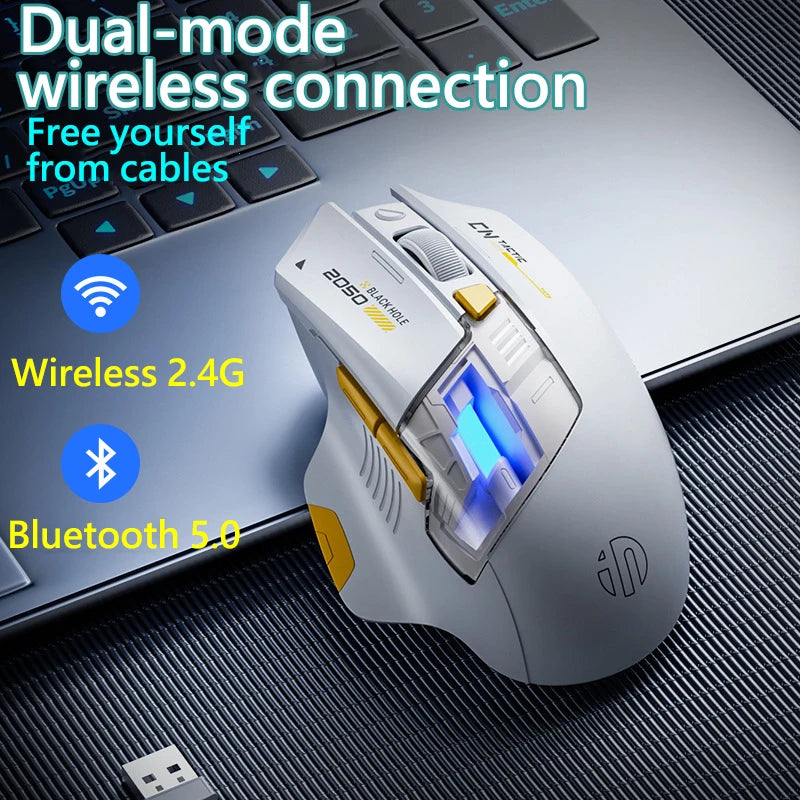 Inphic A9 Explorer Wireless Gaming Mouse 500mA Battery Level Display Ergonomic Rechargeable Silent Bluetooth Office Mouse