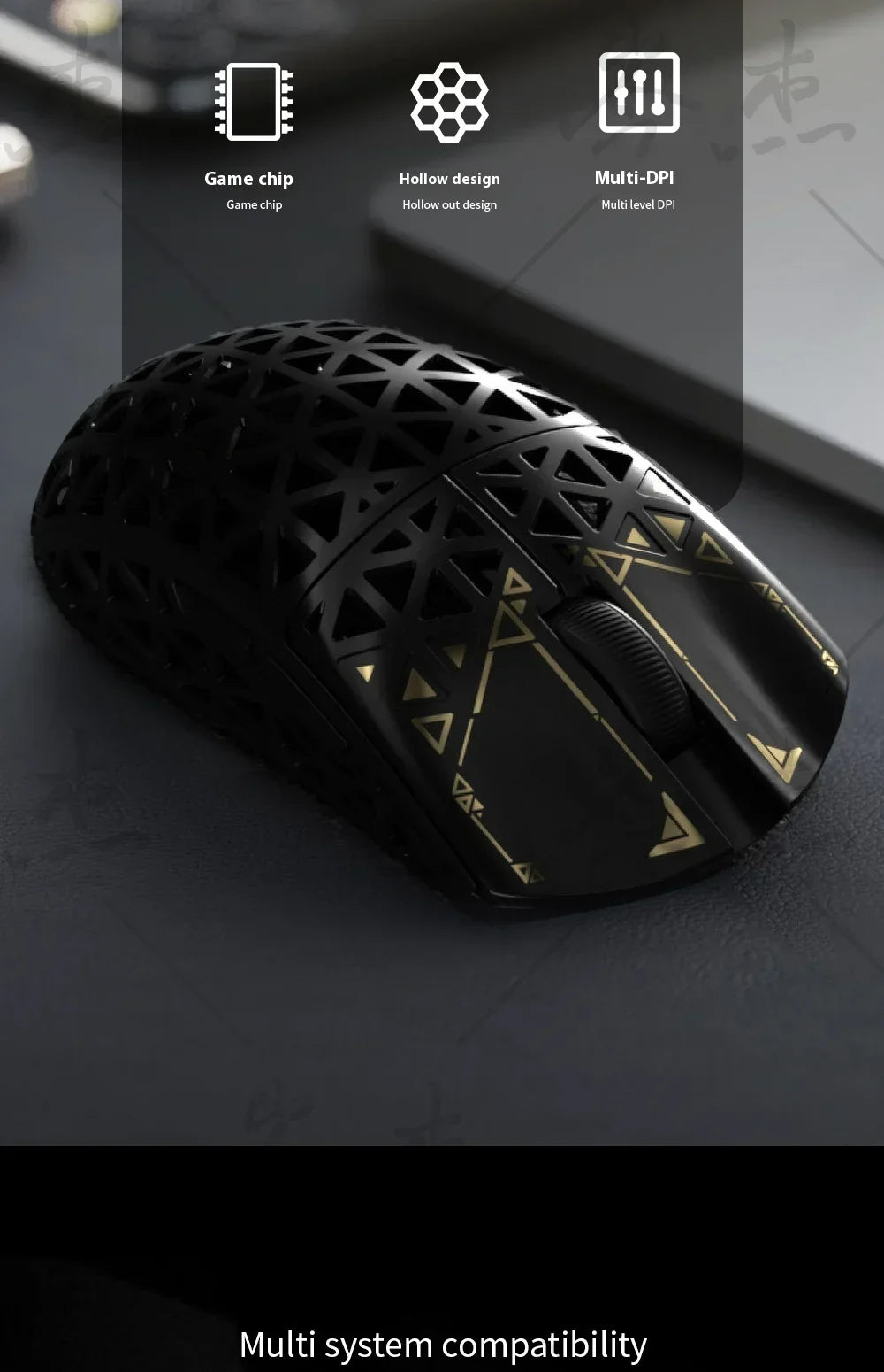 IPI Float Wireless Carbon Fibre Mouse Tri Mode 8K Paw3395 Bluetooth Gaming Mouse 8000Hz Hollow Out Mice Customize For E-sports