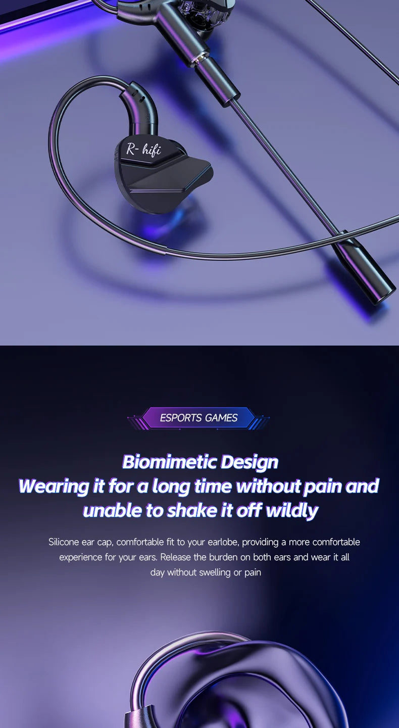 Gamer Gaming Headphones with HD Microphone 3.5mm&TypeC In-ear Headphones Wired Earphone HiFi Stereo Headset for IPhone Samsung