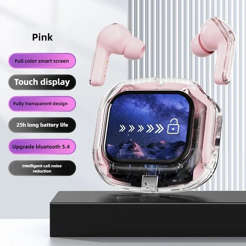 Wireless Bluetooth-compatible Earphones Intelligent Touch Color LCD Screen TWS Earbuds HIFI Noise Reduction Stereo Earphones