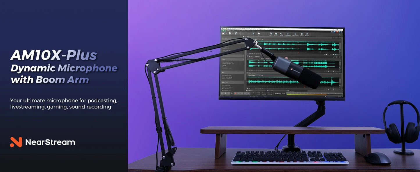 NearStream Professional pc Mic USB XLR Dynamic Microphone Boom Arm for Gaming Studio set Podcast Recording US Local Shipping