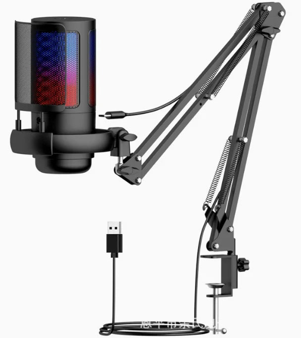 ME6S USB Condenser Gaming Professional Podcast Microphone Studio Recording Microphone Ampliant RGB Gaming Microphone