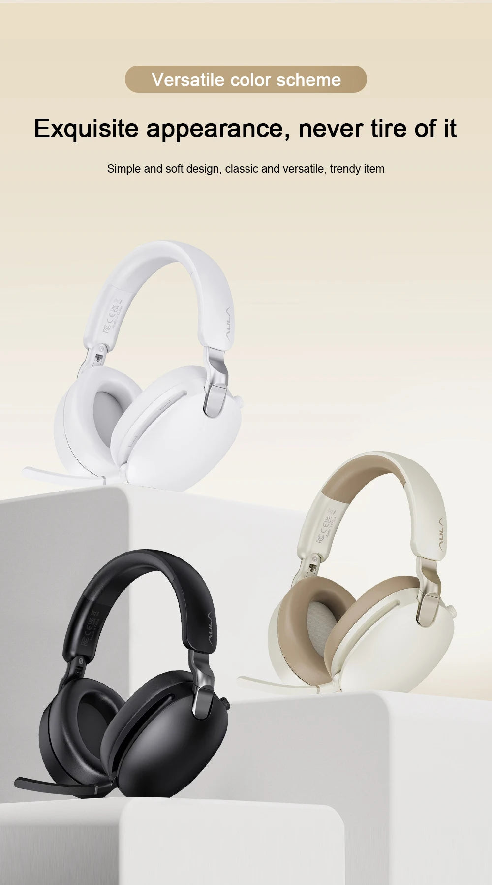 AULA A500 Wireless Headphones 2.4G/Bluetooth/Wired Noise Reduction Head-mounteds Earphone 1000mAh Gaming Headset Laptop Computer
