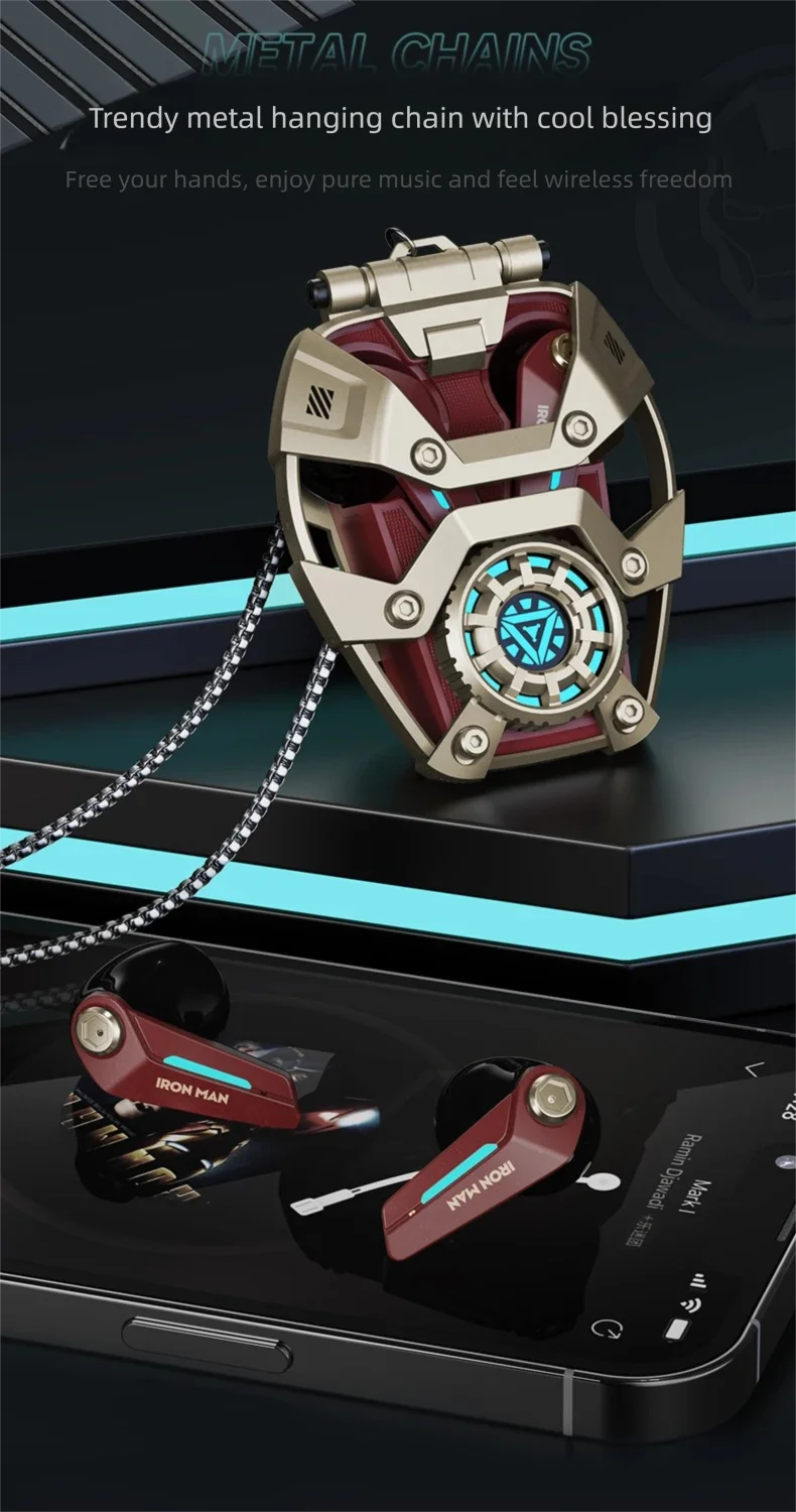 MARVEL Collaboration Bluetooth Headphones ANC Active Noice Cancellation Bluettoth Wireless Earphones Sports Gaming Gift Iron Man