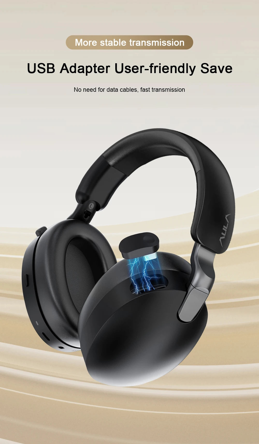 AULA A500 Wireless Headphones 2.4G/Bluetooth/Wired Noise Reduction Head-mounteds Earphone 1000mAh Gaming Headset Laptop Computer