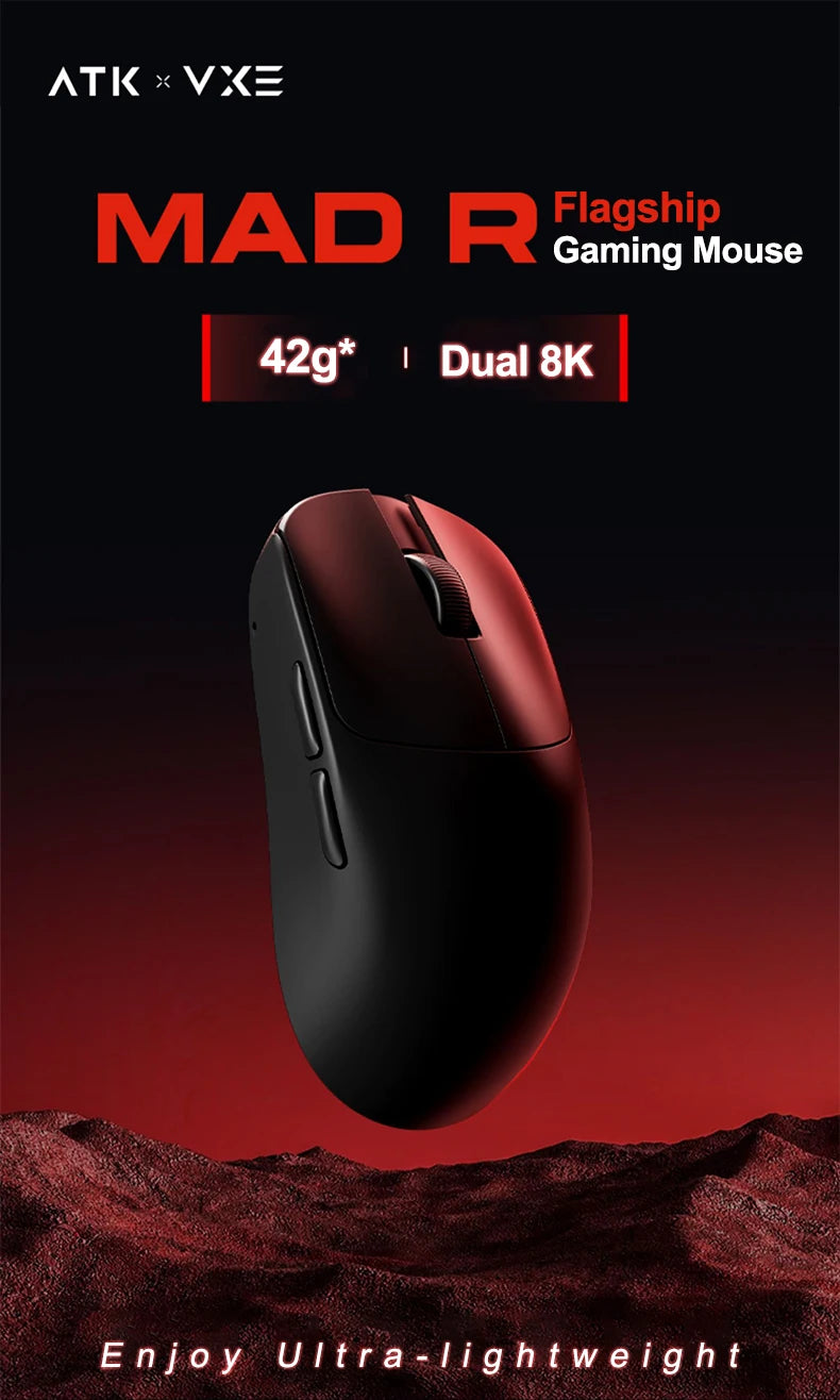 ATK VXE MAD R/R MAJOR  Ultra-lightweight E-sports Gaming Mouse Wireless Dual-Mode PAW3395/3950 Ergonomic Mice Standard 8K