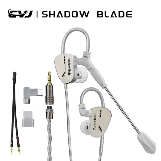 CVJ Shadow Blade Vibration Music Gaming IEM HIFI Wired in-ear Earphones Dynamic Driver + Vibration Unit with Tuning Tubes HD MIC