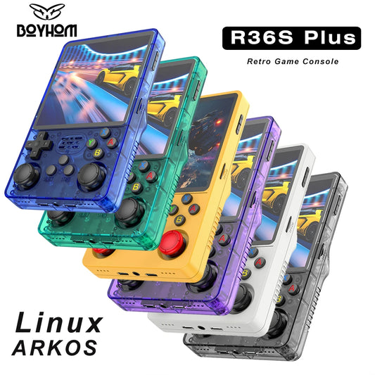 【Hot Sale】4" IPS Retro Handheld Game Console R36Plus, Dual-RAM 1G Chip, ARKOS 2.0 for 15,000+ Games, Portable Gaming for PSP/N64