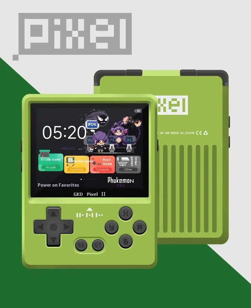 GKD Pixel2 Retro Handheld Game Console Portable Game Console 640x480Ips Rk3326s Metal CNC Body 2.4" IPS Screen Man Birthday Gift