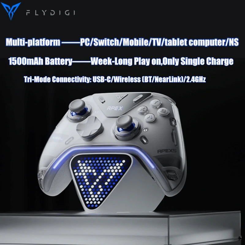 Flydigi apex 5 controller gamepad wireless gamepad for pc /Switch/Phone/TV/tablet computer,charging dock with Cool RGB screen