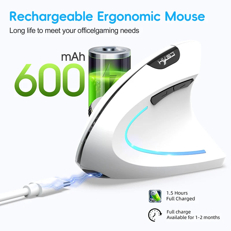 Xiaomi Vertical Mouse 2.4g+bt5.1 Dual-mode Wireless Mice Mute Prevention Mouse Hand 6d Rechargeable Type-c 2400dpi Gaming Mouse