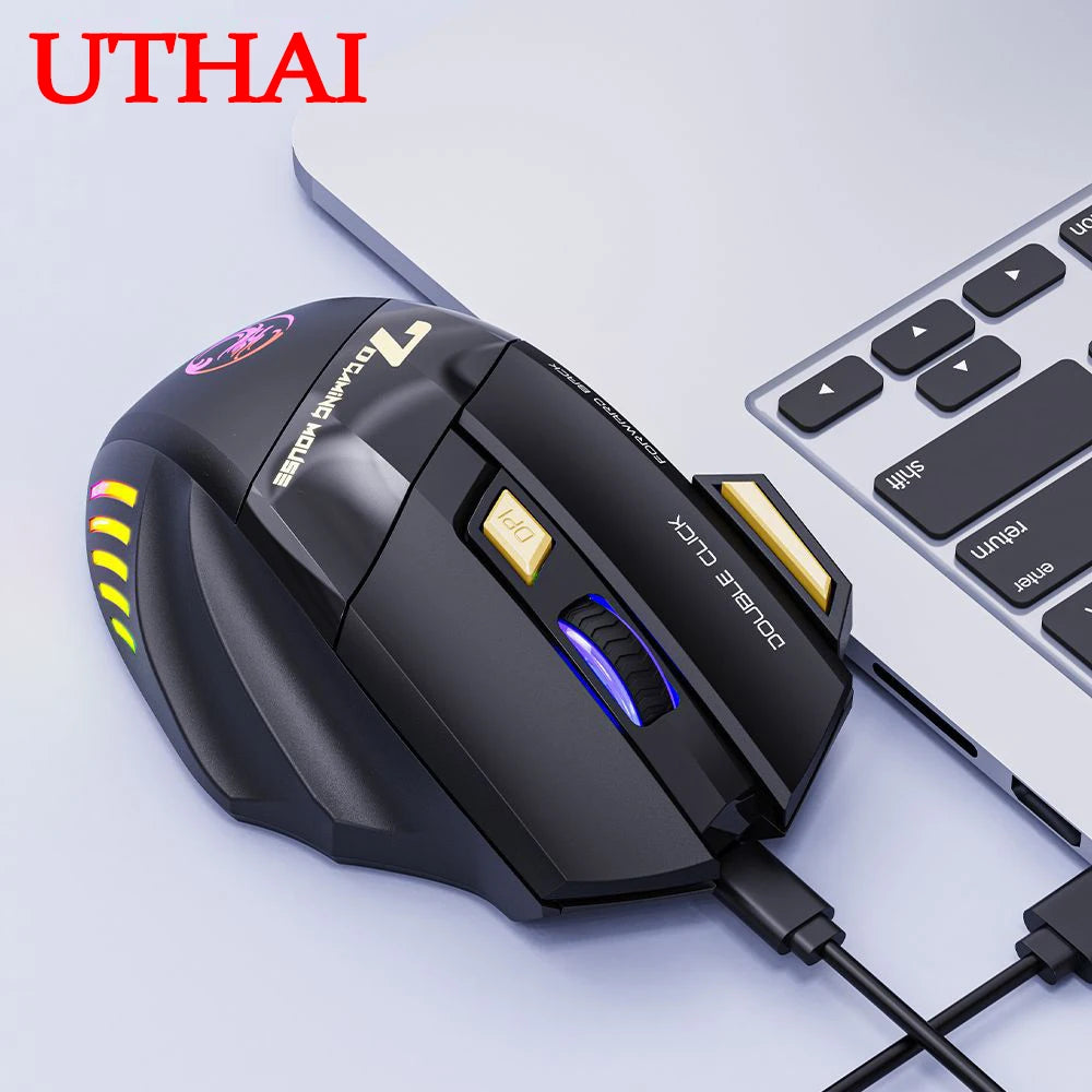 UTHAI GW-X7 Laptop accessories 7-key double tap free 2.4G silent rechargeable colorful breathing light wireless gaming mouse
