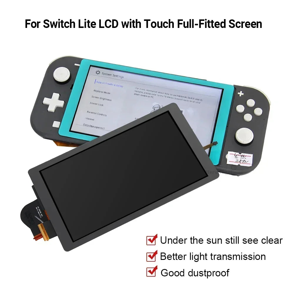 White-silver Black-gray LCD Screen w Touch Screen Full-Fitted Assembly Digitizer Replacement LCD Touch Display for Switch Lite