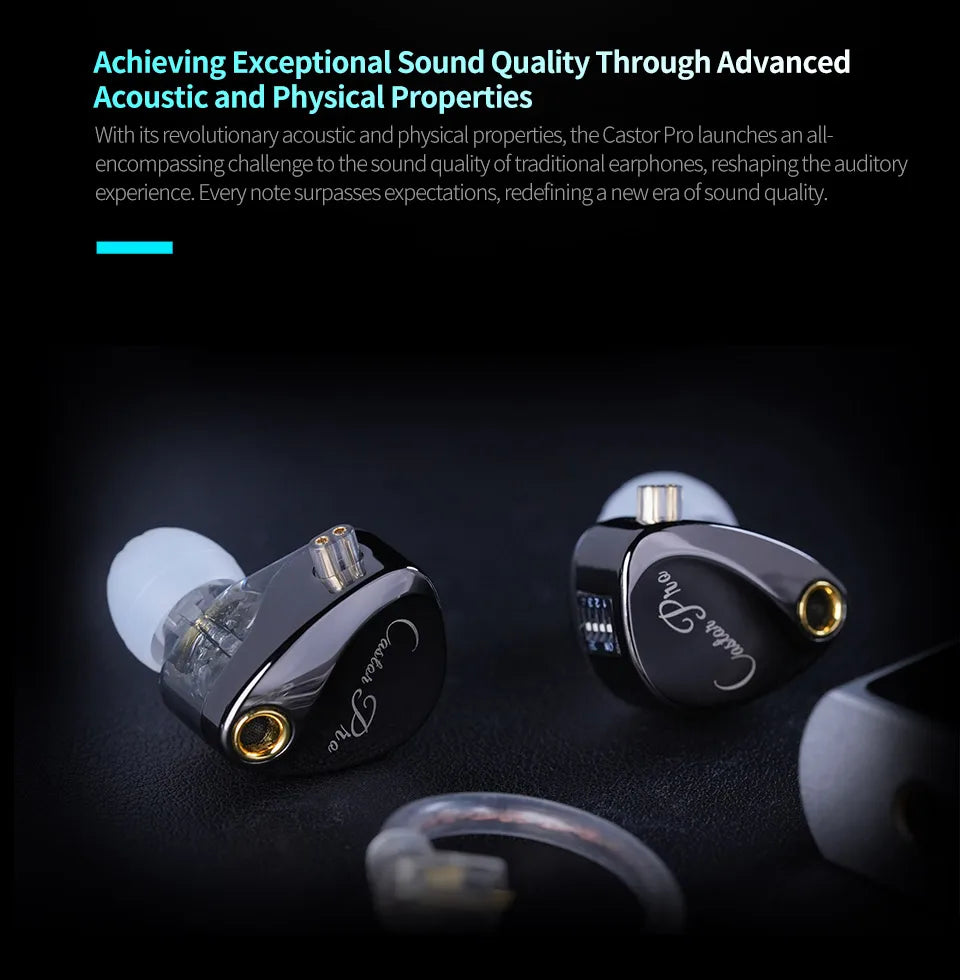 KZ Castor PRO Wired In-Ear Earphones Dynamic Drivers High-end Tunable Earphones HIFI Sound IEM Bass Headphones Gaming Headset