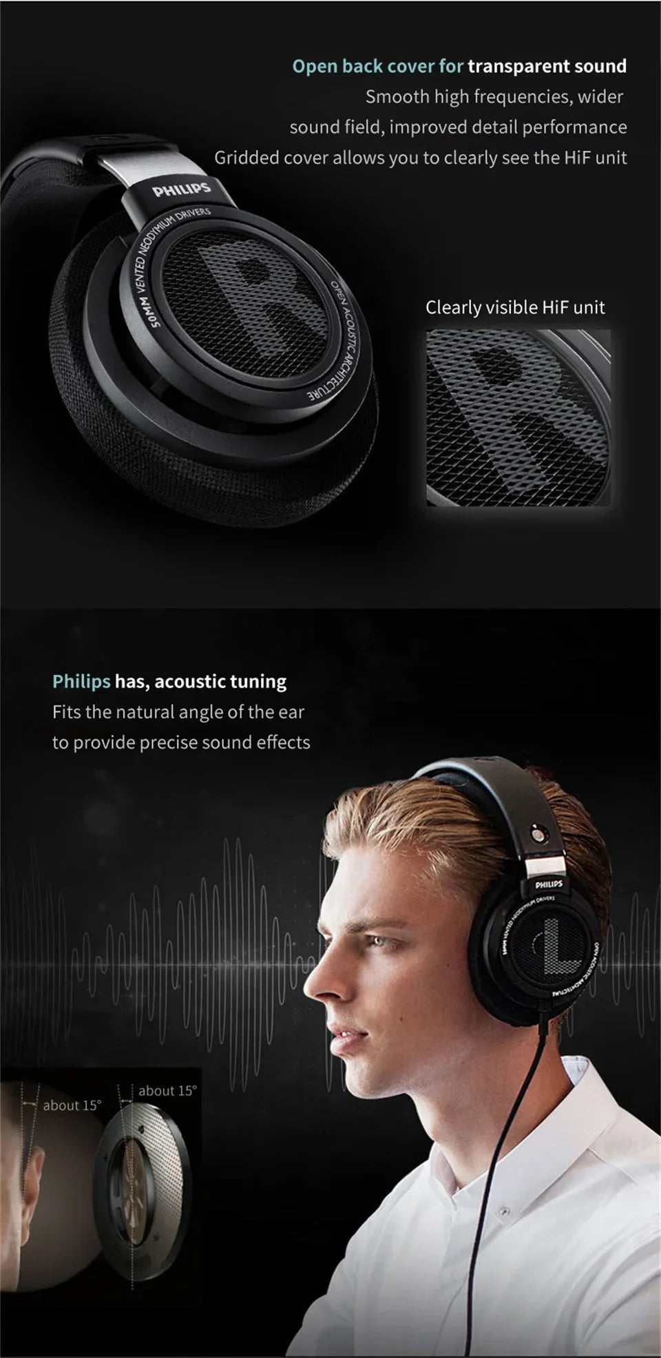 Philips SHP9500 HiFi Precision Stereo Headphones for Music Mobile Computer Gaming Open HD Mic Call Wired Headset Original 100%
