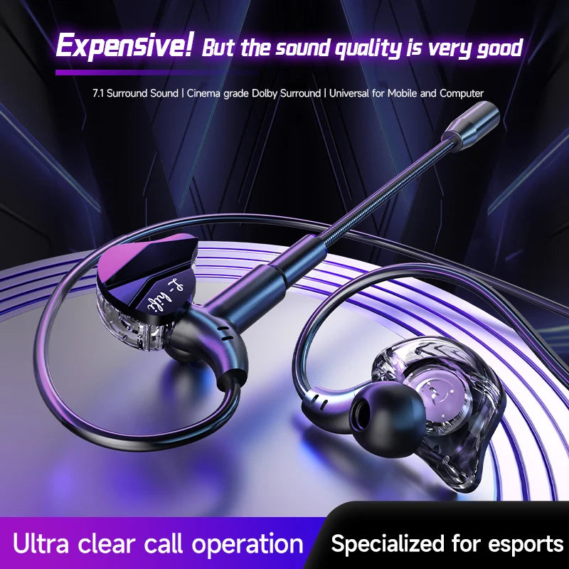 Gamer Gaming Headphones with HD Microphone 3.5mm&TypeC In-ear Headphones Wired Earphone HiFi Stereo Headset for IPhone Samsung