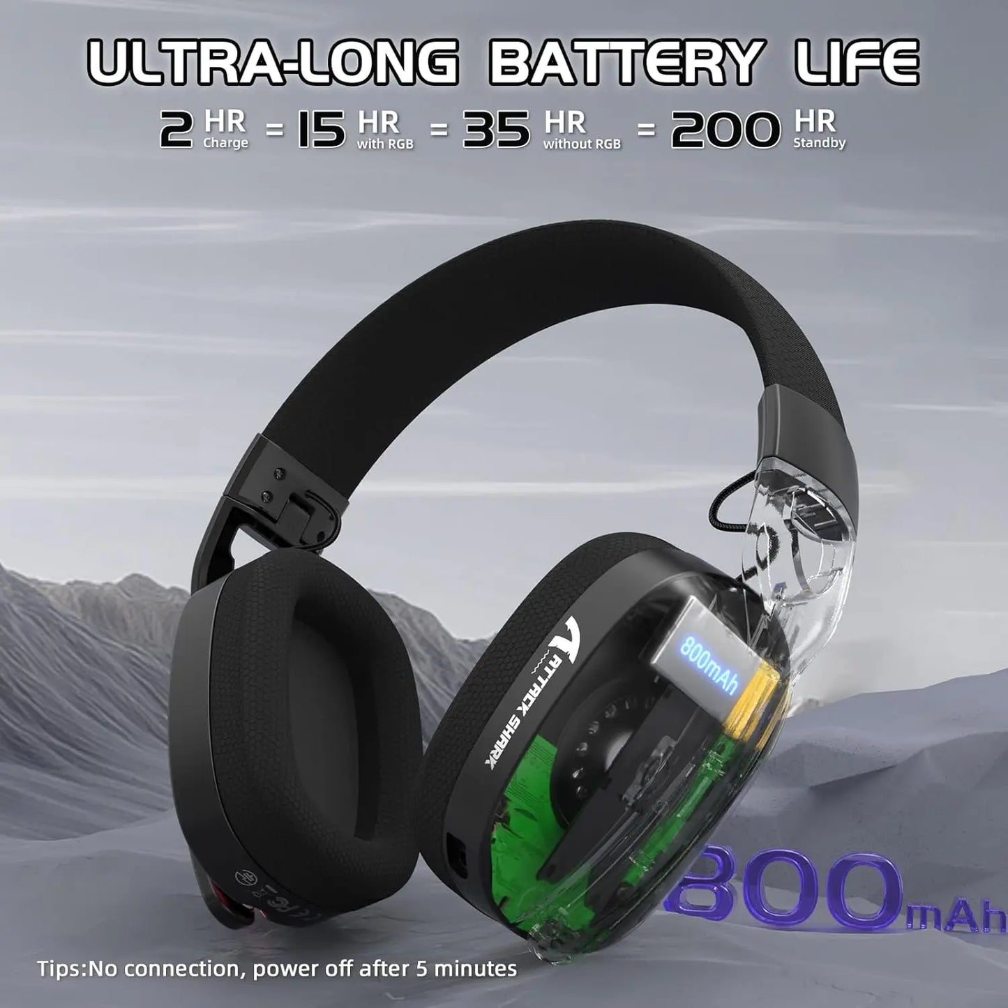 ATTACK SHARK L90 Ultralight Wireless Gaming Headset, BT, 2.4G, 3.5mm Wired, RGB Foldable 7.2 Surround Sound Over-Ear Earmuffs