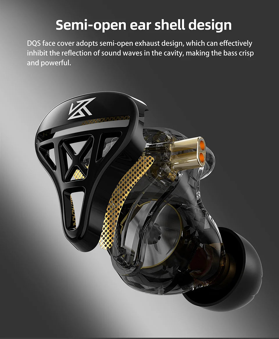 KZ DQS Metal Wired Earphones In Ear Monitor Earbuds Headset HiFi Sport Game Music Headphones With Microphone Detachable Cable
