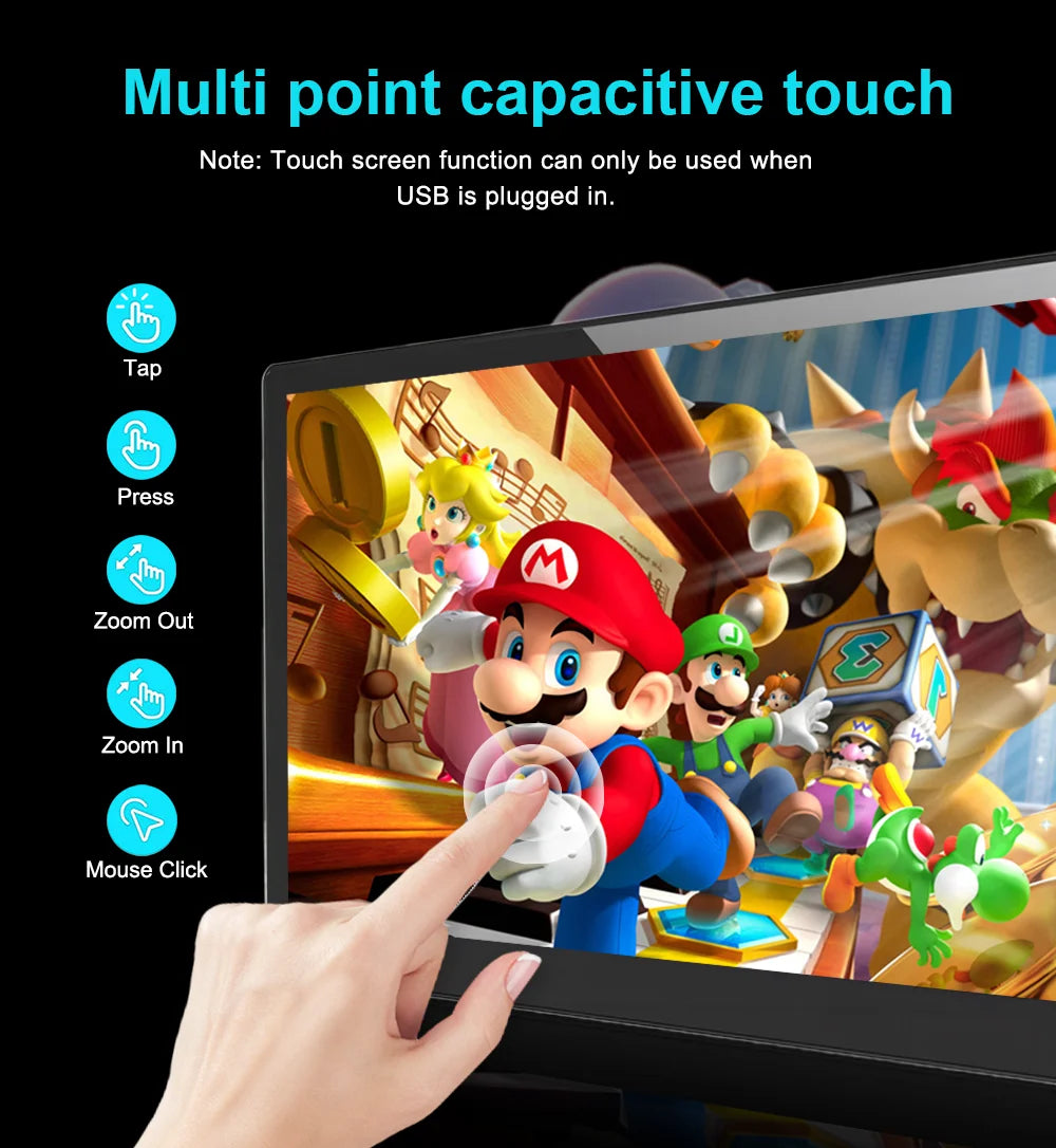 8 inch  Touch Monitor 1280x800P 16:10 Widescreen Ratio HDMI Interface for  DIY Projects Surveillance Display