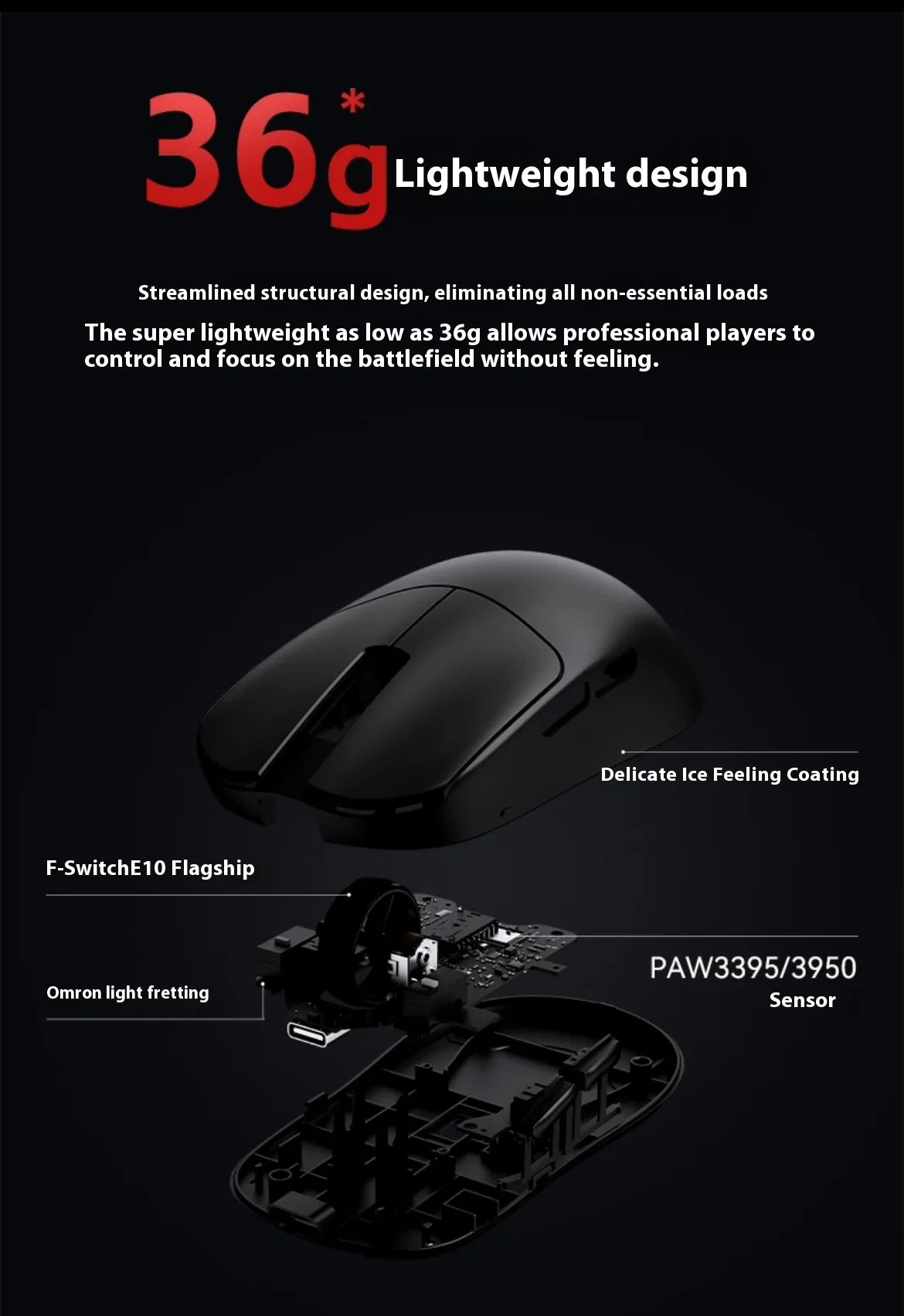 Atk Vxe Vgn Mad R Major Ultra-Lightweight Wireless Mouse Ergonomic Game Dual-Mode Esports Office Mouse Paw3395 Gift