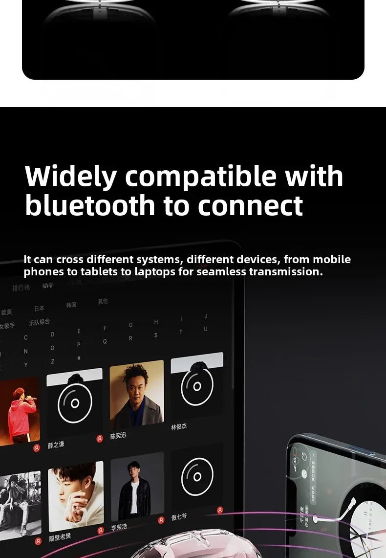 Wireless Bluetooth-compatible Earphones Intelligent Touch Color LCD Screen TWS Earbuds HIFI Noise Reduction Stereo Earphones