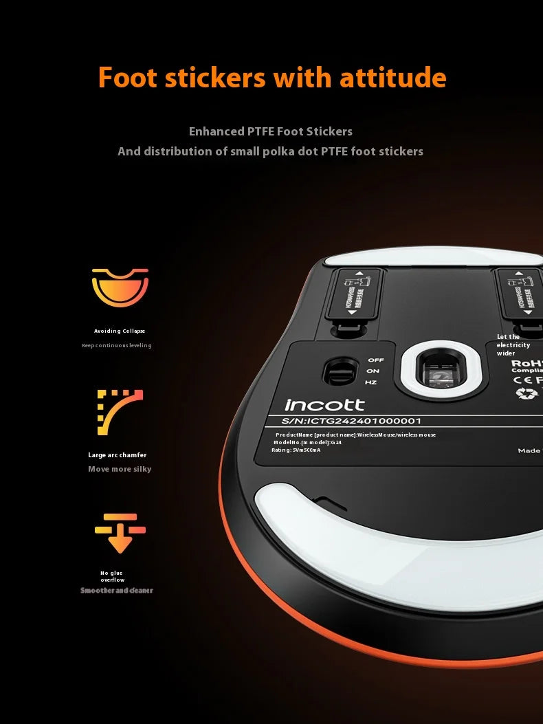 New Original Incott G24 Pro Wireless Mouse Dual Mode 8k Paw3950 Sensor Fast Charge Wireless Gaming Mouse Custom  Mice Pc Gamer G