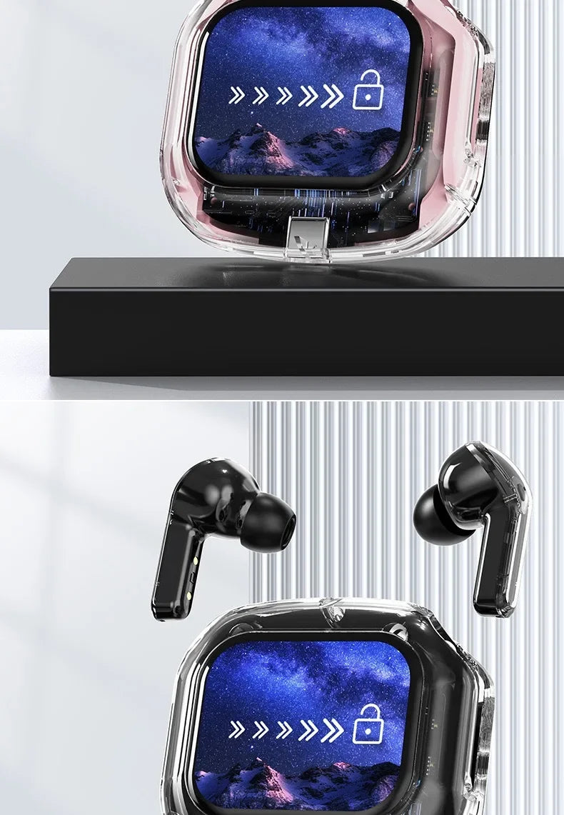 Wireless Bluetooth-compatible Earphones Intelligent Touch Color LCD Screen TWS Earbuds HIFI Noise Reduction Stereo Earphones