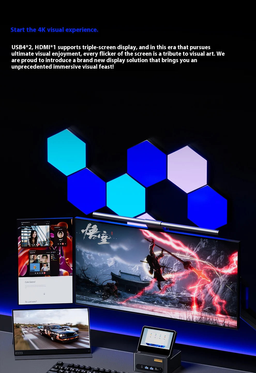 AOOSTAR G-FLIP Intel Core Ultra 5 155H Mini PC Windows 11 DDR5 Dual Channel NVMe M.2 SSD WIFI7 Desktop Office Gaming Computer