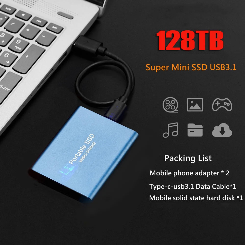 High-speed External Hard Drive 1TB 2TB 4TB Portable SSD Type-C Interface USB3.1 Hard Disk Solid State Drive for xiaomi Laptop PC