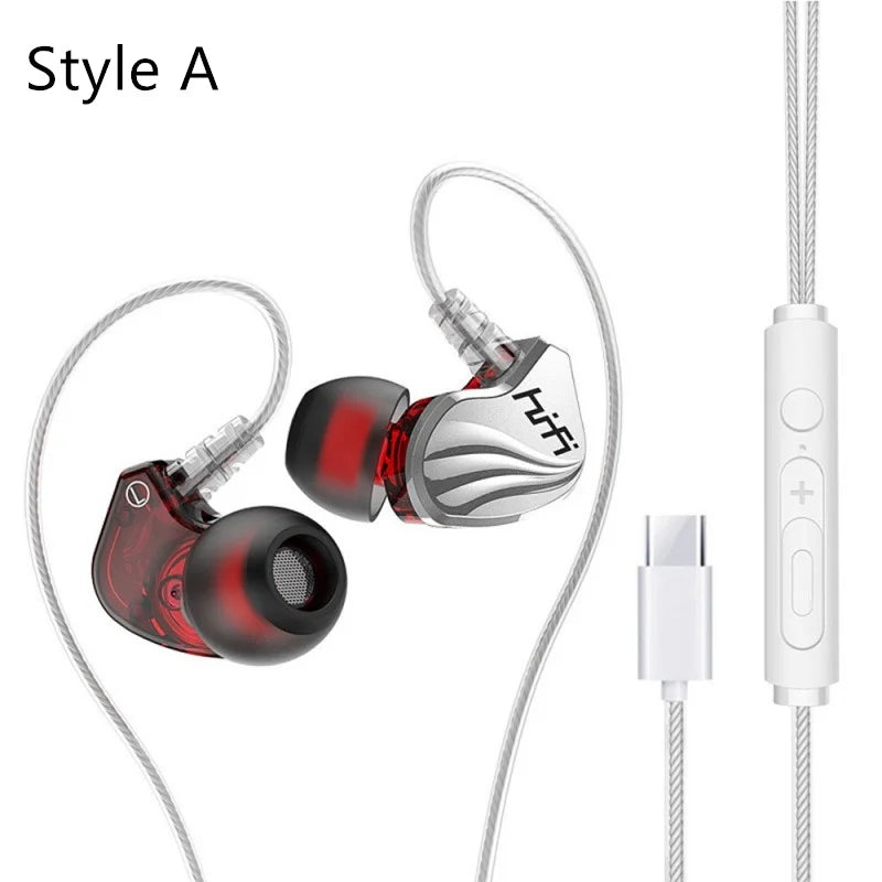 OLAF 3.5mm Type C Earphone Handsfree Headphones Wired With Mic Earbuds Bass Stereo Hifi Headset Gaming For Samsung Xiaomi Tablet