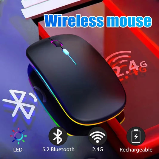 Wireless Mouse RGB Rechargeable Bluetooth Mice Wireless Computer LED Backlit Ergonomic Gaming Mouse for Laptop PC 3600DPI