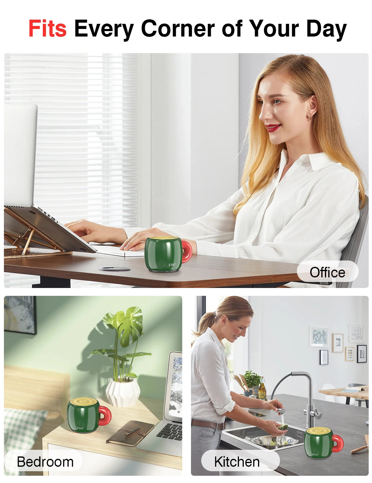 EWA A163 Wireless Bluetooth 5.4 Speaker Cup Type Bass Sound IP67 Waterproof Mini Metal MP3 Player with 700mAh HiFi Sound