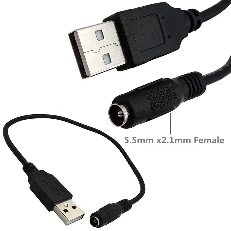 DC Round Hole Needle 3.5 * 1.35mm/5.5 * 2.1mm Female Socket To USB Male Mobile Phone Power Adapter Cable 0.3M