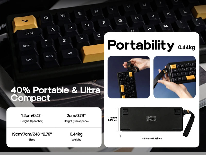 EPOMAKER TH40 QMK/VIA Ultra-Compact 40% Layout Hot-Swap Gasket-mounted Type-C Wired/Bluetooth/2.4G Wireless Mechanical Keyboard