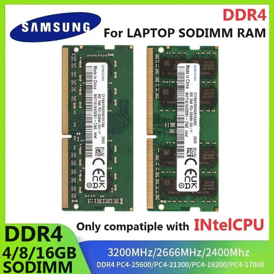SAMSUNG Memory DDR4 SODIMM RAM 4GB 8GB 3200MHz 16GB 2666Mhz 2400MHz Ram Laptop Memoria For Intel CPU PC4 2400T 2666V 3200 LAPTOP