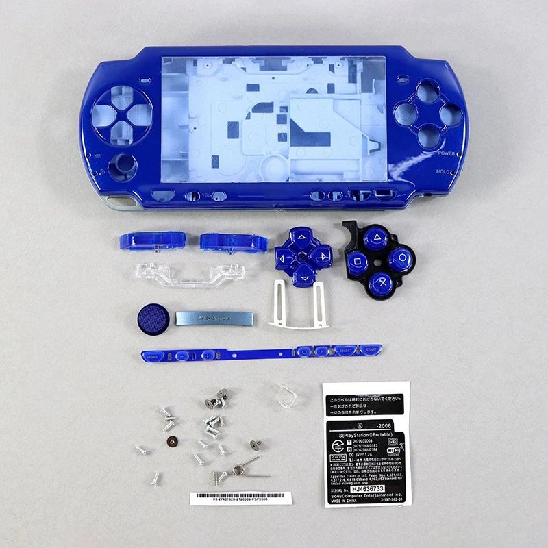 1SET For PSP 2000 Full Housing Shell Cover Case with Button Kit Replacement Label Sticker Top Bottom Faceplate for PSP2000 Game