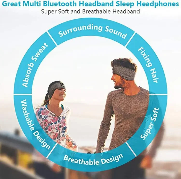 2025 Bluetooth Earphones Sports Sleeping Headband Elastic Wireless Headphones Music Eye Mask Wireless Bluetooth Headset Headband