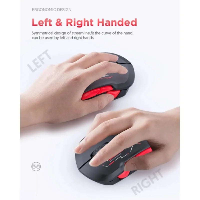 MKESPN W12 10-button Macro Gaming Mouse Both Hand Wireless Bluetooth Multi-channel Tri-mode Large RGB Ergonomic Ambidextrous