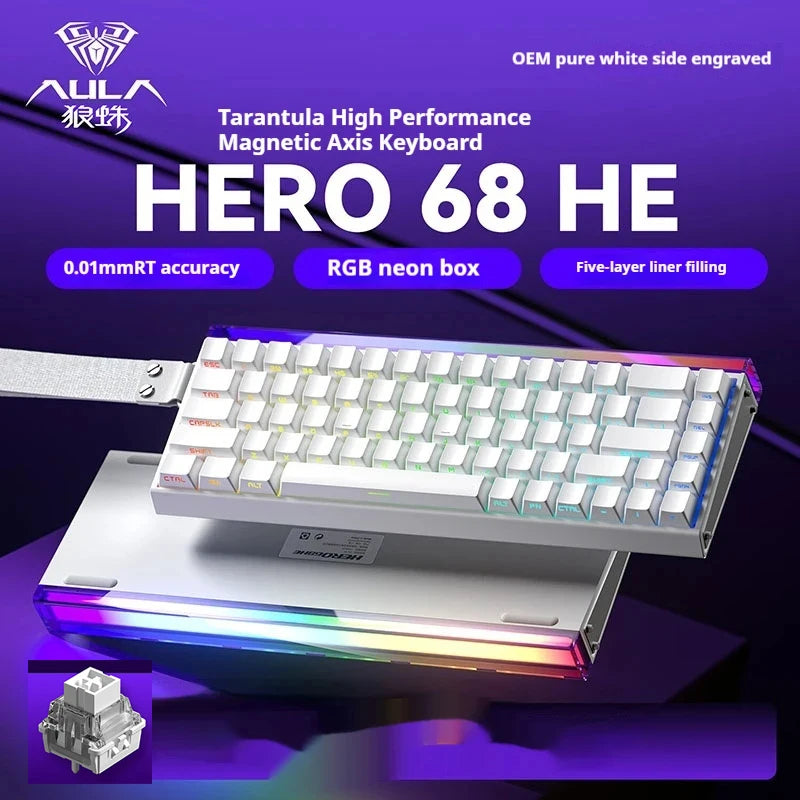 New AULA HERO 68HE/ULTRA INSTOCK Magnetic Switch Gaming Keyboard&Mouse E-sport Custom Mechanical Wired Keyboard Accessories