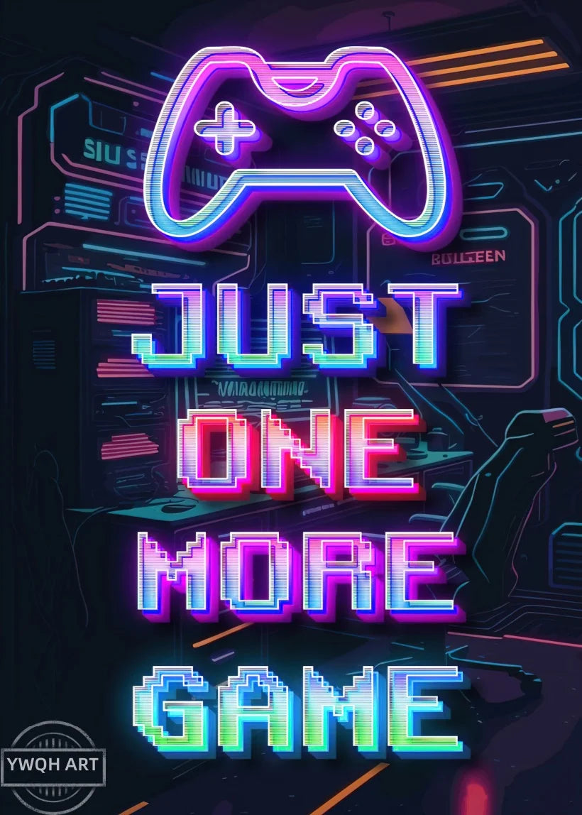 Neon Eat Sleep Game Repeat Word Poster Gamer Logic Canvas Painting Wall Art Home Decor Gaming Zone Picture Boys Gamer Room Gift