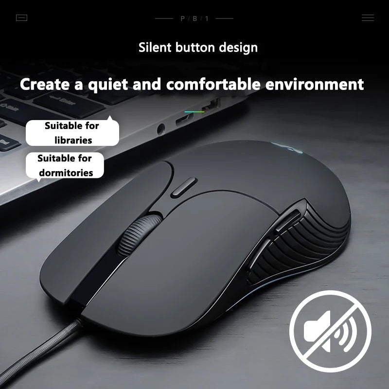 INPHIC B2 USB Wired Mouse Silent Office Gaming Mouse for PC and Laptops